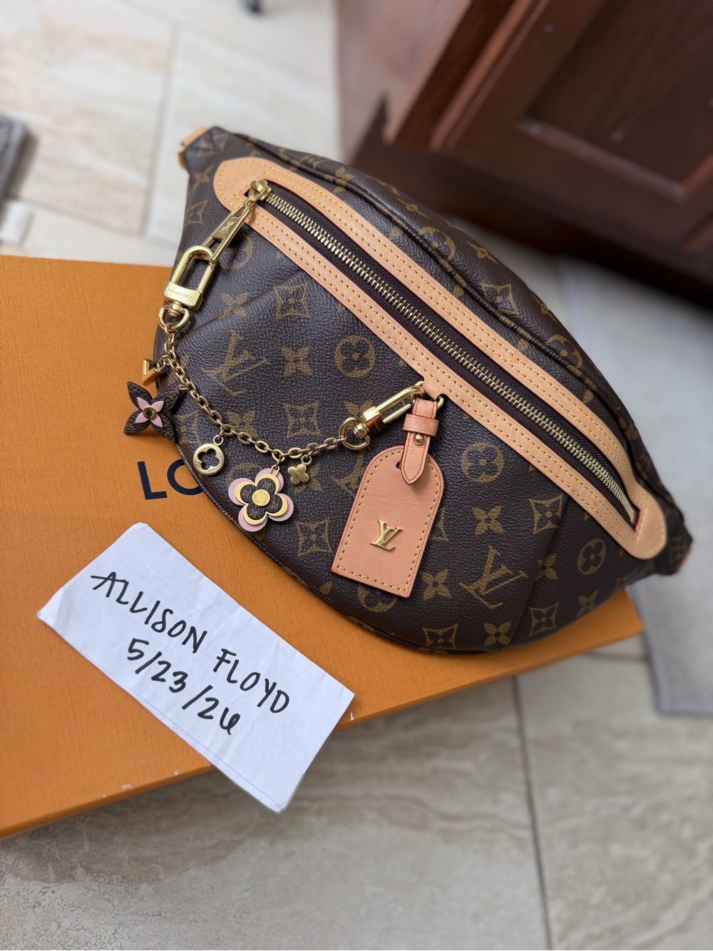Louis Vuitton Monogram High Rise Bum Bag w/Blooming Flowers Charms Chain
